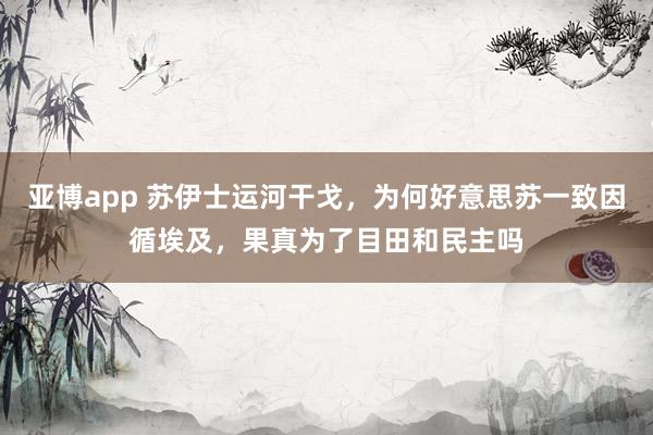 亚博app 苏伊士运河干戈，为何好意思苏一致因循埃及，果真为了目田和民主吗