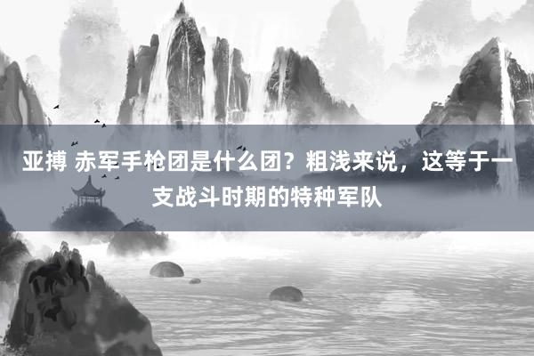 亚搏 赤军手枪团是什么团？粗浅来说，这等于一支战斗时期的特种军队