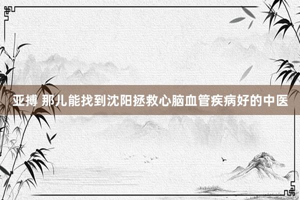 亚搏 那儿能找到沈阳拯救心脑血管疾病好的中医