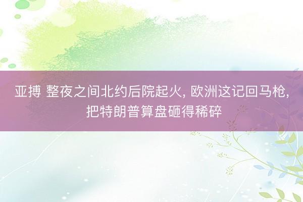 亚搏 整夜之间北约后院起火, 欧洲这记回马枪, 把特朗普算盘砸得稀碎